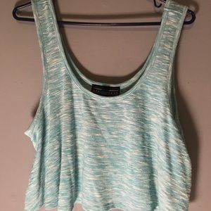 Blue and white flowing crop top